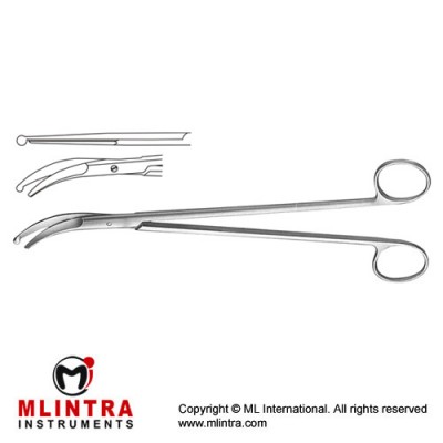Kieback Parametrium Scissor One Toothed Cutting Edge - One Blade with Probe Tip Stainless Steel, 26 cm - 10 1/4"